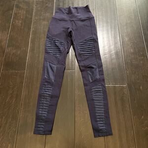 Alo Yoga Urban Moto Leggings High Rise Full Length Navy Blue Women's Size XS